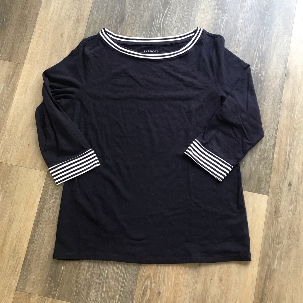 Talbots Women’s 3/4 sleeve shirt navy